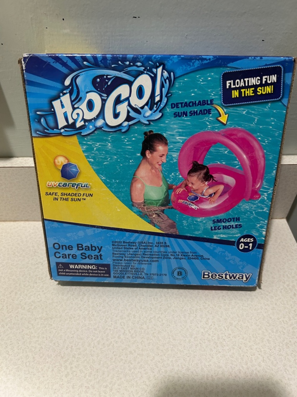 H2OGO! Pink Baby Care Seat with Detachable Sun Shade
